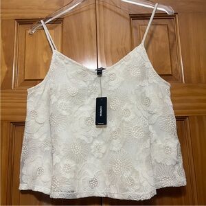 Express Cream Cropped Embellished Camisole